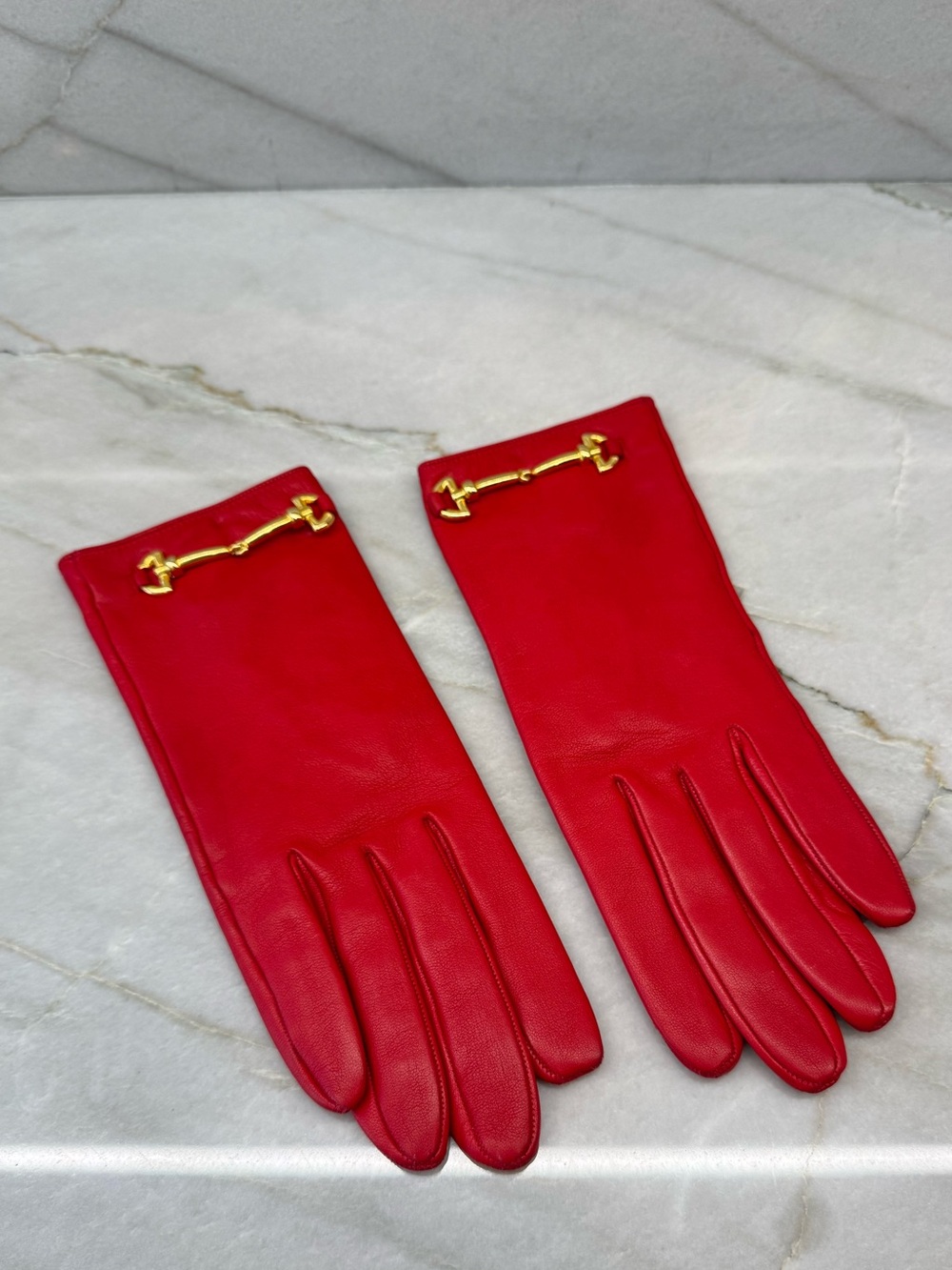 Celine Red Lambskin Leather Gloves - Picture 2 of 12